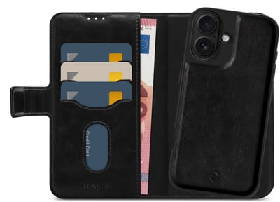 Mobilize Telefoonhoesje geschikt voor Apple iPhone 17 Hoesje | Mobilize Magsafe Uitneembare 2in1 Bookcase Portemonnee | Geschikt voor MagSafe | Geschikt voor Draadloos Opladen met Magnetische Ring | Geschikt voor MagSafe Case - Zwart