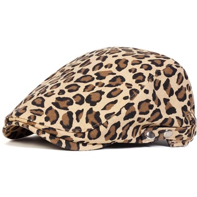 Unisex Luipaardprint Newsboy Petten Mannen Britse Schildersmutsen Herfst Winter Baretjes Verstelbare Platte Pet Hip Hop Baretjes beige