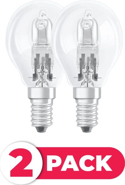 Kogel Halogeenlamp E14 - 46W (60W) - Warm Wit Licht - Dimbaar - 2 stuks
