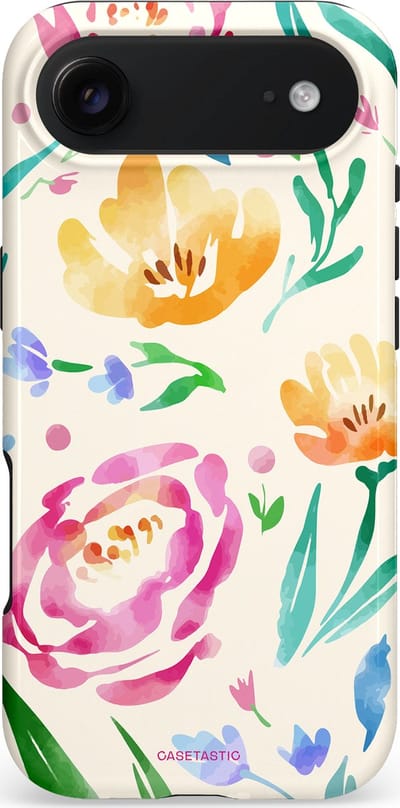 Casetastic hoesje geschikt voor Apple iPhone Air - MagSafe - Dubbellaagse bescherming - Aquarel serenade - Fashion Case - Wit Mintgroen Crème Lichtroze