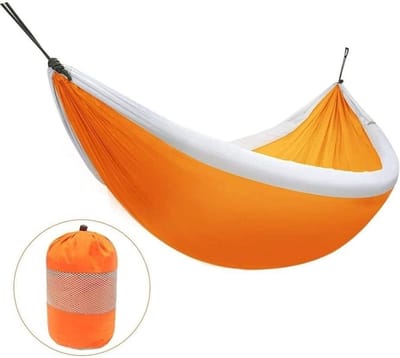 Hangstoel Dubbele Hangmat - Schommelstoel Relax - Buiten Ontspannen - Opblaasbare Leuning - 200kg Draagvermogen - Oranje