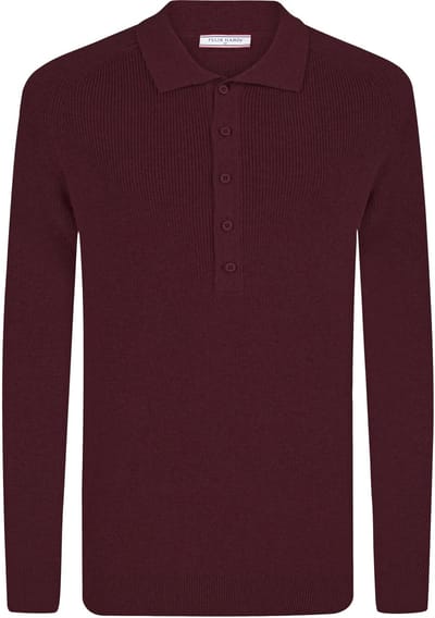 Felix Hardy Trui Met Polokraag En Knopen - Polo Shirt - 100% Katoen Heren Bordeaux - 2Xl