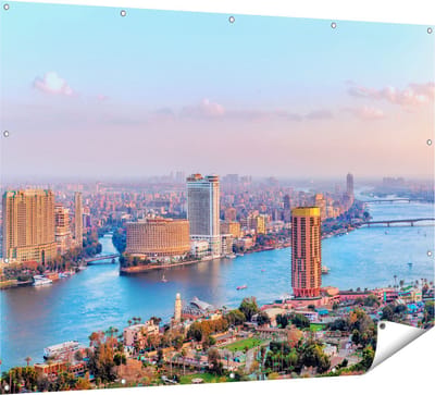 Gards Tuinposter De Nijl Rivier in Cairo, Egypte - 160x120 cm - Tuindoek - Tuindecoratie - Wanddecoratie buiten - Tuinschilderij