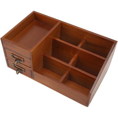Houten Make-up Organizer Antiek Retro Meerlaags Houten Opbergkast Bureau Cosmetische Lade Sieraden Opbergdoos brown