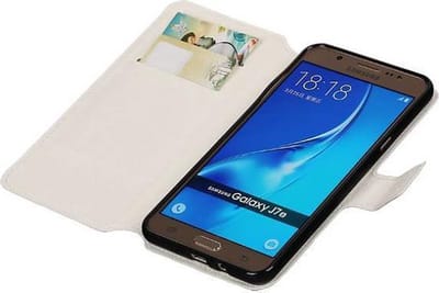 Cross Pattern TPU Bookstyle Hoesje - Wallet Case Telefoonhoesje - Geschikt voor Samsung Galaxy J7 (2016) Wit