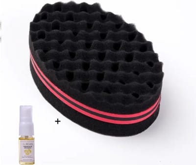 Aurgan Afro twist Haarspons - Afrospons voor waves and dreads - inclusief Aurgan arganolie (voor haar & huid) - curls