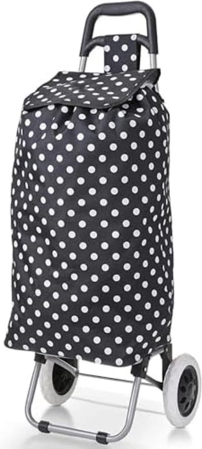 Boodschappenkar - Boodschappentrolley - Boodschappentrolley met wielen - ‎33 x 24 x 60 cm - Zwarte Stip
