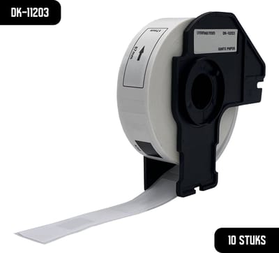 DULA Brother Compatible DK-11203 - Voorgestanst map label - 10 rollen - 17 x 87 mm - 300 labels per rol - Zwart op wit - Papier