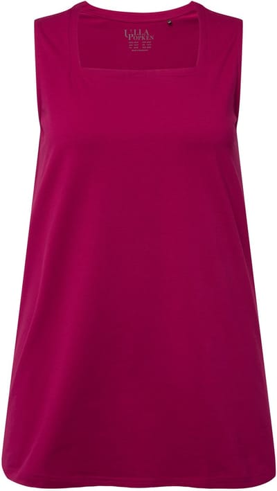 Ulla Popken - Dames - Longtop classic fit carréhals mouwloos - Magnoliarood - Maat 46+