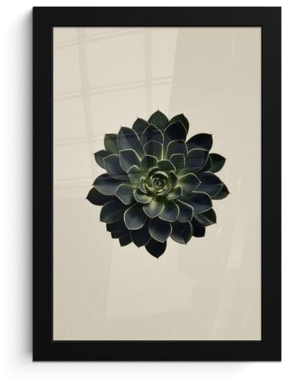 Poster in lijst - Fotolijst 20x30 cm - Posters - Rozet - Cirkelvormig - Donkergroen - Posterlijst zwart - Decoratie - Wanddecoratie woonkamer - Muurdecoratie slaapkamer