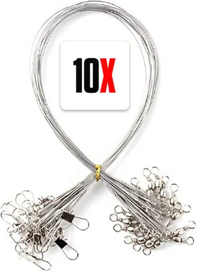 Stalen onderlijn - 10 stuks - 25cm lang - 14kg - 0,5mm - Zilver - Roofvissen