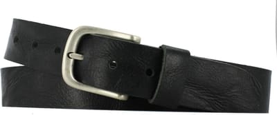 Casual Leren Heren/Dames Riem | 3.5cm breed | Riemmaat: 85cm (totale lengte: 100cm) | 100% echt leer | Kleur: zwart | Nikkelvrije gesp