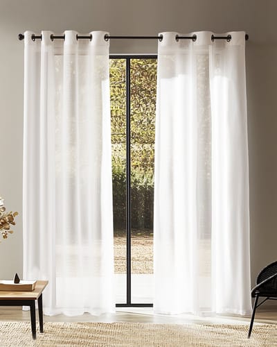 HOOMstyle kant en klaar gordijn met ringen Aura - Vitrage - Voile - Geschikt voor gordijnroede - 140x270cm – Wit