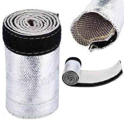 Dailygoody - Isolerende slangbescherming - Hittebescherming - 600x106mm - Aluminized buitenlaag - Brandstofleidingen - Voor kabels en elektrische