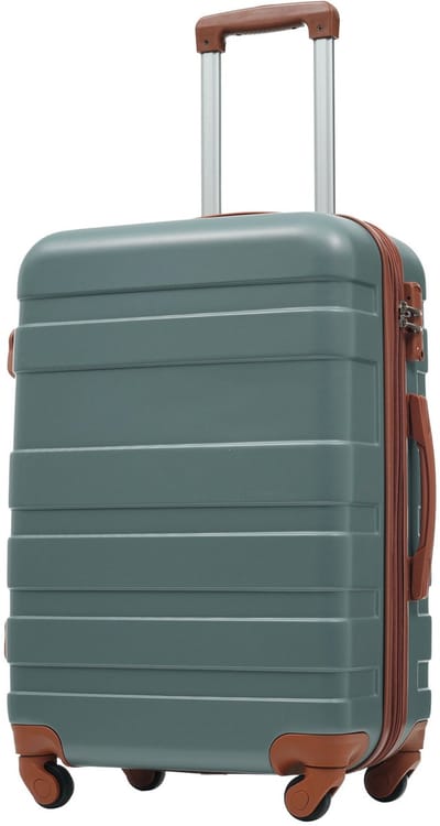 Merax Harde Koffer 28 Inch – ABS Reiskoffer Met 4 Wielen 360° – TSA Cijferslot – Uitbreidbare Reiskoffer Met Uitschuifbare Trolley – Donkergroen & Bruin – Inclusief Toilettas