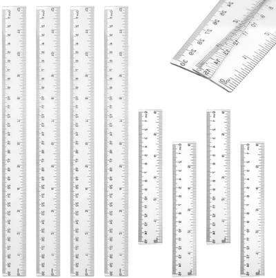 Set van 8 Transparante Plastic Linialen, 15 cm en 30 cm, Meten, School, Kantoor en Thuisgebruik