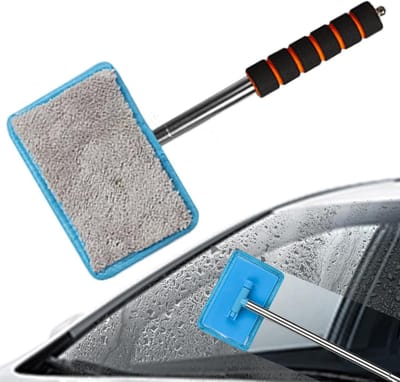 Telescopische ruitenreiniger - Auto schoonmaken - Voorruit reinigen - Draaibare borstelkop - Uitschuifbaar tot 50 cm - Meerkleurig