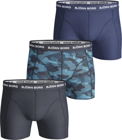 Bjorn Borg Heren Boxershorts - 3-pack - Zwart/Blauw - Maat XXL