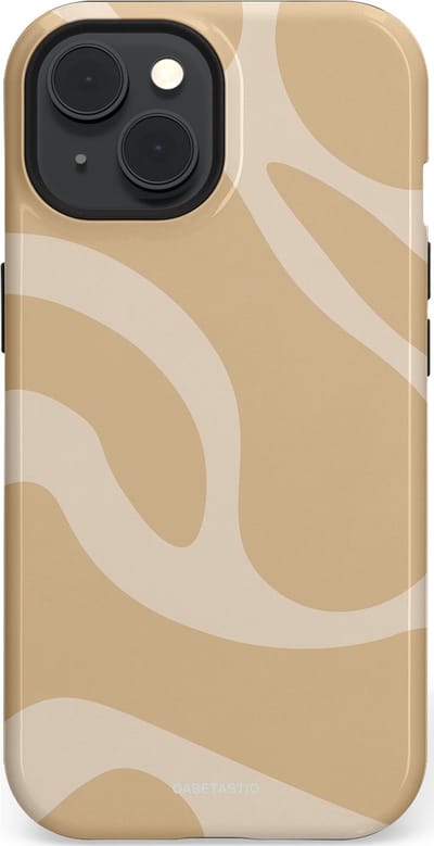 Casetastic hoesje geschikt voor Apple iPhone 15 - MagSafe - Dubbellaagse bescherming - Aesthetic Beige Wave Clean Girl - Fashion Case - Beige