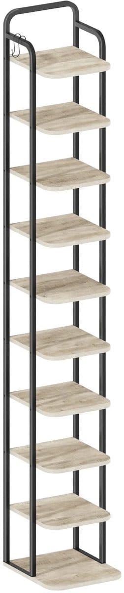 NordHaus Verticaal Schoenenrek - Schoenenplanken - Schoenenorganizer - Ruimtebesparend Ontwerp - 30 x 26,5 x 171 cm Greige