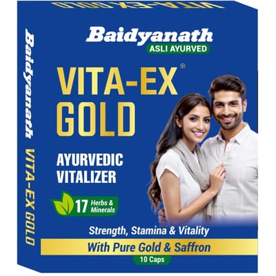 Baidyanath Vita Ex Gold 10 Capsules Pak van 1 voor Kracht Energie Uithoudingsvermogen Energie Boost Dagelijks Gebruik