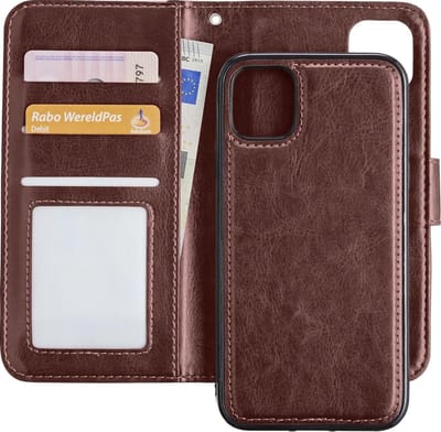 Hoesje - 2 in 1 - Geschikt voor Apple iPhone 11 - Met Uitneembare Hard Cover - Bookcase - Wallet Case - Met Pasjeshouder - Book Case - Uitneembaar - Pashouder - Kunstleer - Telefoonhoesjes - Bruin