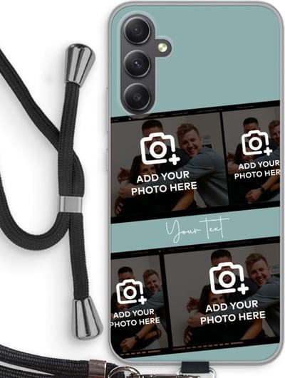 Gepersonaliseerd - Case Company® - Hoesje met koord geschikt voor Samsung Galaxy A34 hoesje met Koord - Filmrol N°2 - Telefoonhoesje met Zwart Koord - Bescherming aan alle Kanten en Over de Schermrand