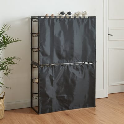 Schoenenrek Sel 80x32x60 cm set van 2 voor 18 paar schoenen zwart [en.casa]