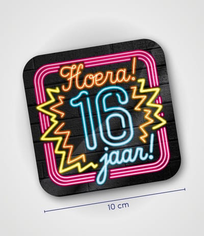 Paperdreams Neon onderzetters - 16 jaar