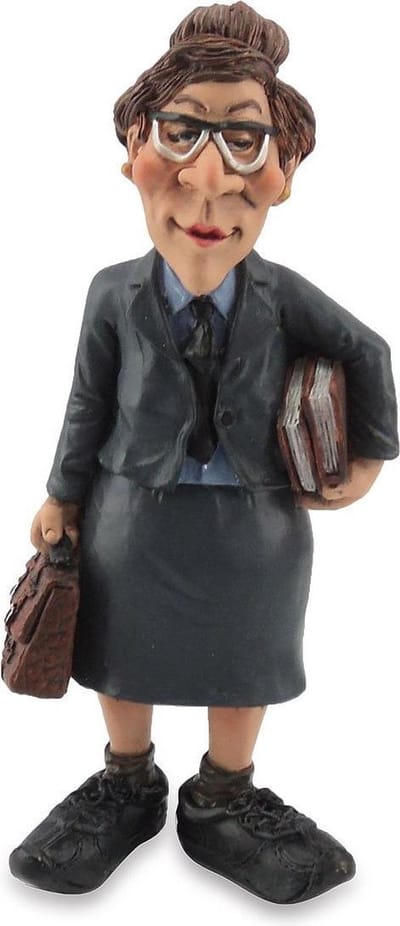 Grappige beroepen beeldje Lerares- directrice - schoolhoofd- de komische wereld van karikatuur beeldjes – komische beeldjes – geschenk voor – cadeau -gift -verjaardag kado