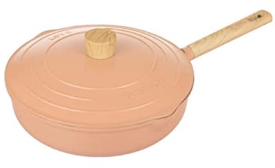 28 cm Hoge Koekenpan met Roze Deksel - Ideaal voor Koken en Bakken