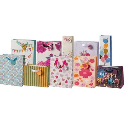 CRELANDO Set van 10 cadeautasjes (Bloemen en harten)