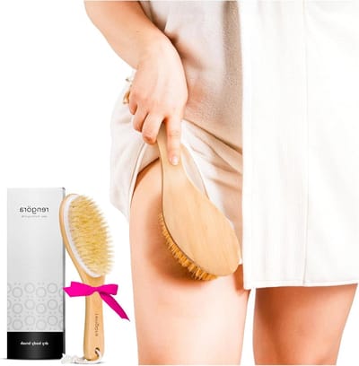 Body Brush - Dry Skin Brush - Lymphatic Drainage - Natural Boar Bristles - 24.77 x 6.99 cm