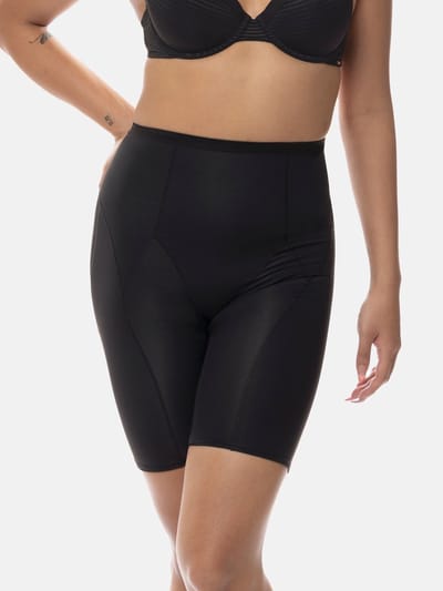 Corrigerende short lange pijpjes - Medium control - Shapewear boxershort - Anti slip rand - Zwart / M