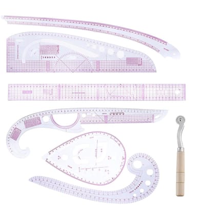 Naai Linialen Set - Kleermaker Gereedschap - Kleding Ontwerpen - 7 Delige Kit - Diverse Maten - Meerkleurig