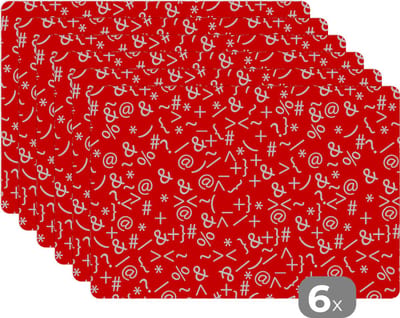 Placemat - Placemats kunststof - Wiskunde - Nummers - Cijfers - Patronen - 45x30 cm - 6 stuks - Hittebestendig - Anti-Slip - Onderlegger - Afneembaar