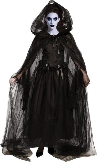 Spookachtige Bruid Kostuum voor Vrouwen - Halloween Outfit voor Raveparty, Carnavalsfeest en Verkleedfeest met Vampier en Zombie Thema