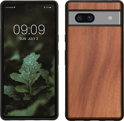 kwmobile telefoonhoesje geschikt voor Google Pixel 7a - Hoesje met bumper in vintage bruin / bruin - Backcover - hout