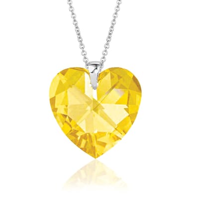 Montebello Ketting Daisy HZ102 - Swarovski Hart - 925 Zilver Gerhod. - Ø18mm - 50cm