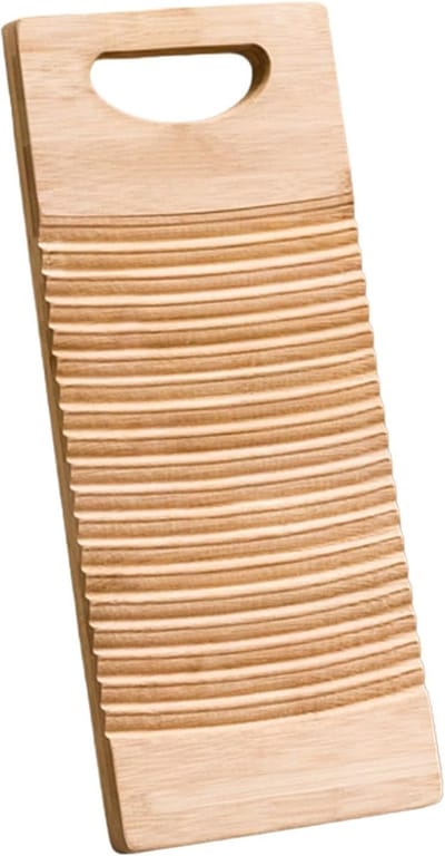 Wasbord Hout - Kleding Reiniger - Handwas Kleding - Golvend Patroon - 40 x 15 cm - Natuurlijk