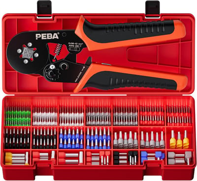 Adereindhulzen Set - Krimptang Gereedschap - Machinebedrading Reparatie - Zelfinstellende Rateltang - 008-10 mm² - Rood