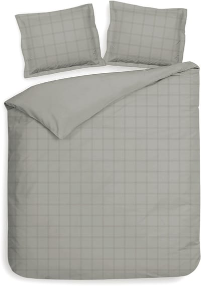 Heckettlane Dekbedovertrek Diamante - Bedlinnen - Tweepersoons - 200x200-220 cm - Grijs - Dekbedovertrek van 100% Katoen-Satijn