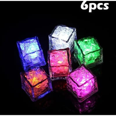 6/12 Pièces Glaçons Réutilisables Lumineux Glaçons Luminescents dans le Noir pour Boissons Étanche Lumineux Fête Mariage Bars Décoration