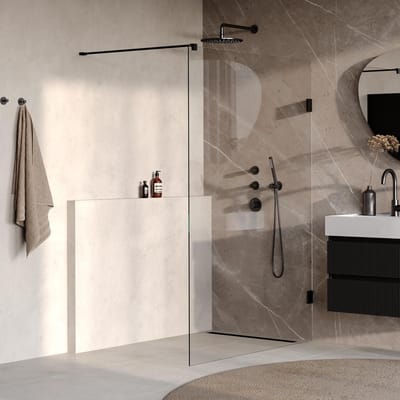 Brauer Void - Inloopdouche - Helder Glas - 130 x 200 cm - incl. Glascoating - Mat Zwart