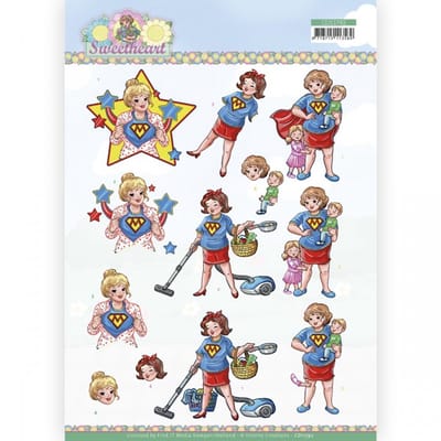 3D Cutting Sheet - Yvonne Creations - Bubbly Girls - Sweetheart - Super Girl 1 stuks