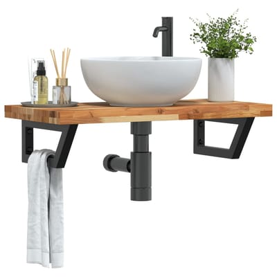 vidaXL - Badkamer - wandschap - staal - en - massief - acaciahout
