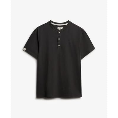 Superdry - Classic Cotton Linen Korte Mouw Henley T-shirt - Heren - Tops