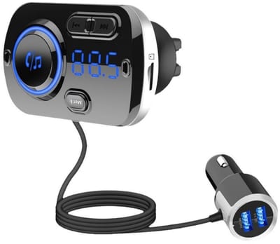 GELLDG FM-zender - Bluetooth 5.3 Autotransmitter - 12-24V Dual USB Snellader met PD 30W & QC3.0 18W - Muziek Plug & Play - Geschikt voor Auto - Plastic Behuizing - 15x7x4.5cm