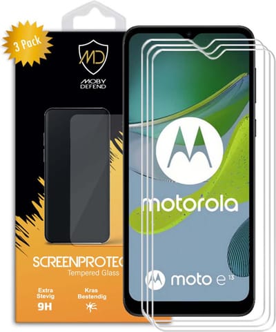 3-Pack MobyDefend Screenprotectors - Geschikt voor Motorola Moto E13 - Case-Friendly Screensaver - Gehard Glas