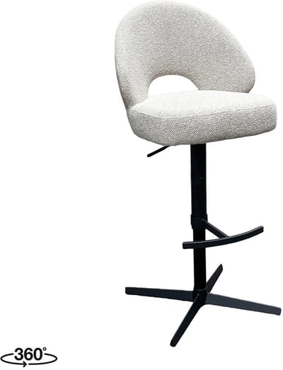 LABEL51 Saint Tropez Barkruk - Naturel - Royal Stof - Gaslift - Kruk -